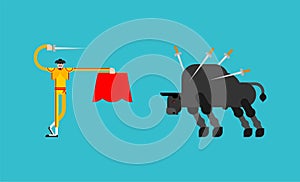 Matador and bull. Bullfighter and ox. Bullfight vector illustration