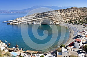 Matala beach at Crete island photo