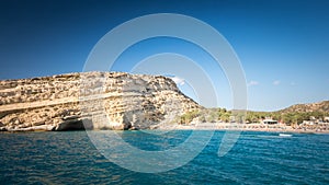 Matala beach on Crete island, Greece