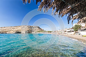 Matala beach on Crete island, Greece