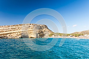 Matala beach on Crete island, Greece