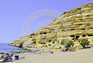 Matala holes in the rock