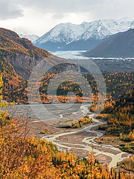 View of Matanuska River from highway , Alaska in fall season. photo