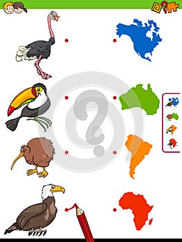 Match animals and continents shapes educational game