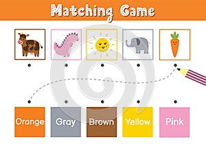Match animals and elements by color. Educational game for school and preschool