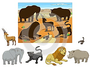 Match the animals to their shadows child game