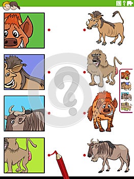 match cartoon animals and clippings educational game