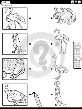 match cartoon animals and clippings game coloring page