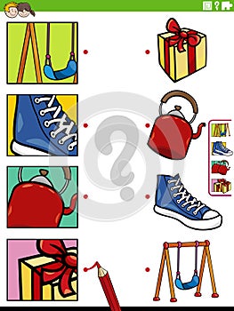 match cartoon objects and clippings educational game photo