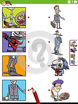 match cartoon people occupations and clippings educational activity