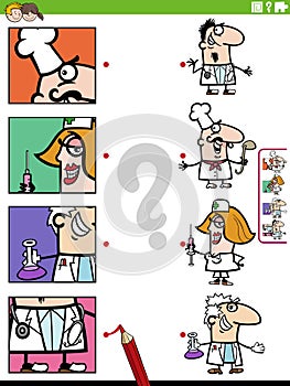 match cartoon people occupations and clippings educational task