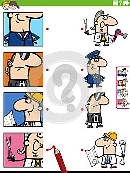 match cartoon people occupations and clippings educational task