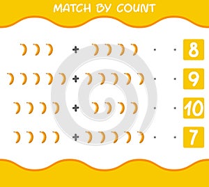 Match by count of cartoon bananas. Match and count game. Educational game for pre shool years kids and toddlers
