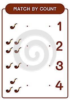 Match by count of Smoking pipe, game for children. Vector