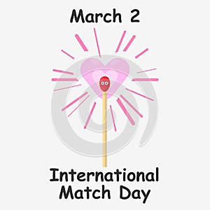 Match day poster. Burning match with fire,burnt matchstick