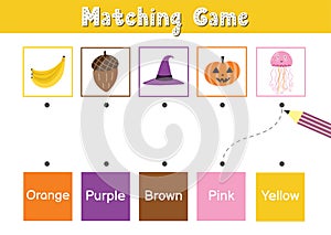 Match elements by color. Educational game for school and preschool. Sorting activity puzzle