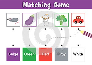 Match elements by color. Educational game for school and preschool. Sorting activity puzzle