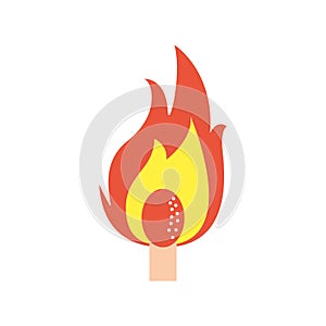 Match with fire flame flat style icon