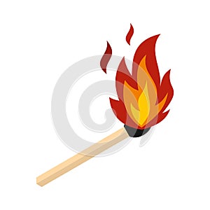 Match with fire icon, flat style
