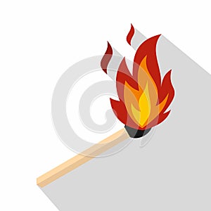 Match with fire icon, flat style