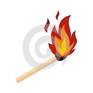 Match with fire icon, flat style photo