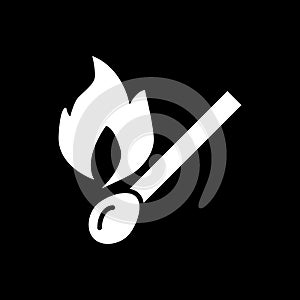 Match, fire sign solid icon. vector illustration isolated on black. glyph style design, designed for web and app. Eps 10