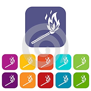 Match flame icons set