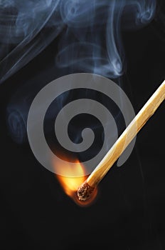 Match flame and smoke