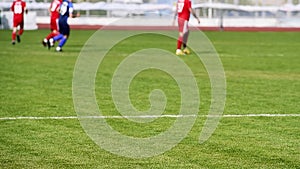 Match of football teams on the field