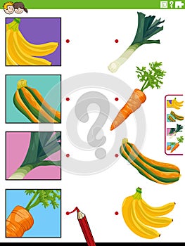 match fruit and vegetables and clippings educational activity