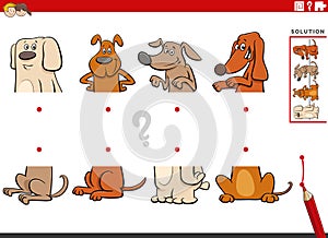 match halves activity with cartoon dogs characters pictures