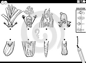 match halves activity with cartoon vegetables coloring page