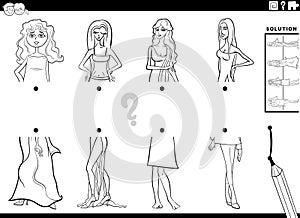 match halves of comic women pictures activity coloring page