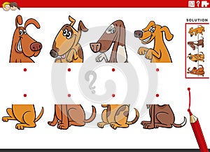 match halves game with cartoon dogs characters pictures