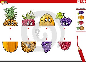 match halves game with cartoon fruit pictures