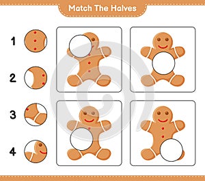 Match the halves. Match halves of Gingerbread Man. Educational children game
