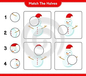 Match the halves. Match halves of  Snowman. Educational children game