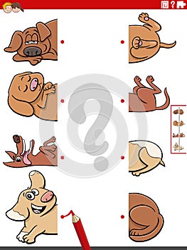 match halves of pictures with dogs educational game