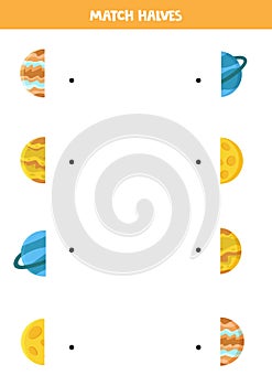 Match halves of solar system planets. Logical game.