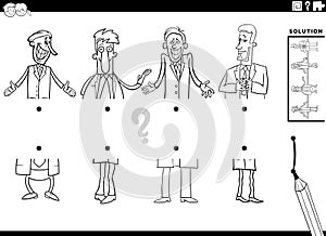 match halves task with cartoon men characters coloring page
