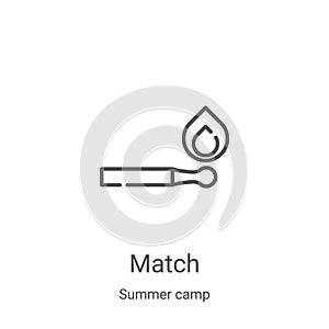 match icon vector from summer camp collection. Thin line match outline icon vector illustration. Linear symbol for use on web and
