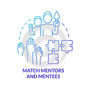 Match mentors and mentees blue gradient concept icon
