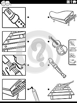 match musical instruments and clippings activity coloring page photo