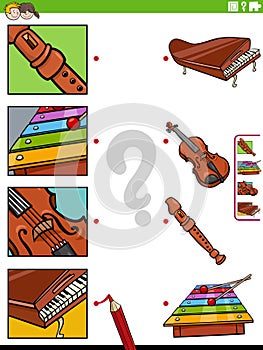 match musical instruments and clippings educational activity photo