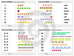 Match number shadow 4 sheet - Worksheet for education