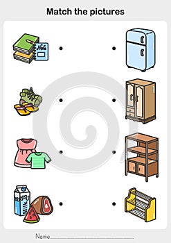 Match object with the Storage - Worksheet for education