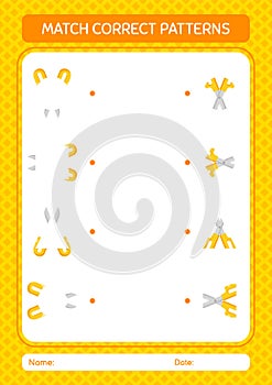 Match pattern game with scissors. worksheet for preschool kids, kids activity sheet
