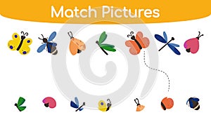 Match pictures kids game vector illustration isolated on white background
