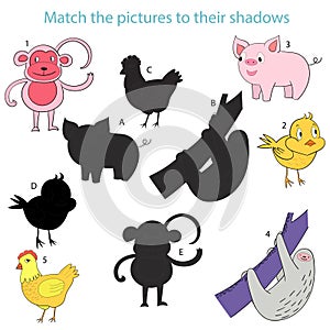 Match the pictures to their shadows child game