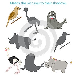 Match the pictures to their shadows child game